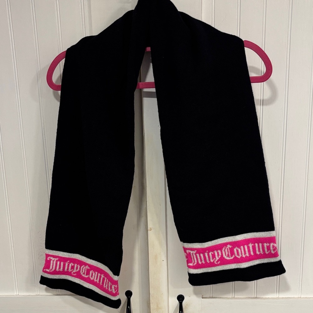 Juicy Couture Black Scarf with Pink Logo